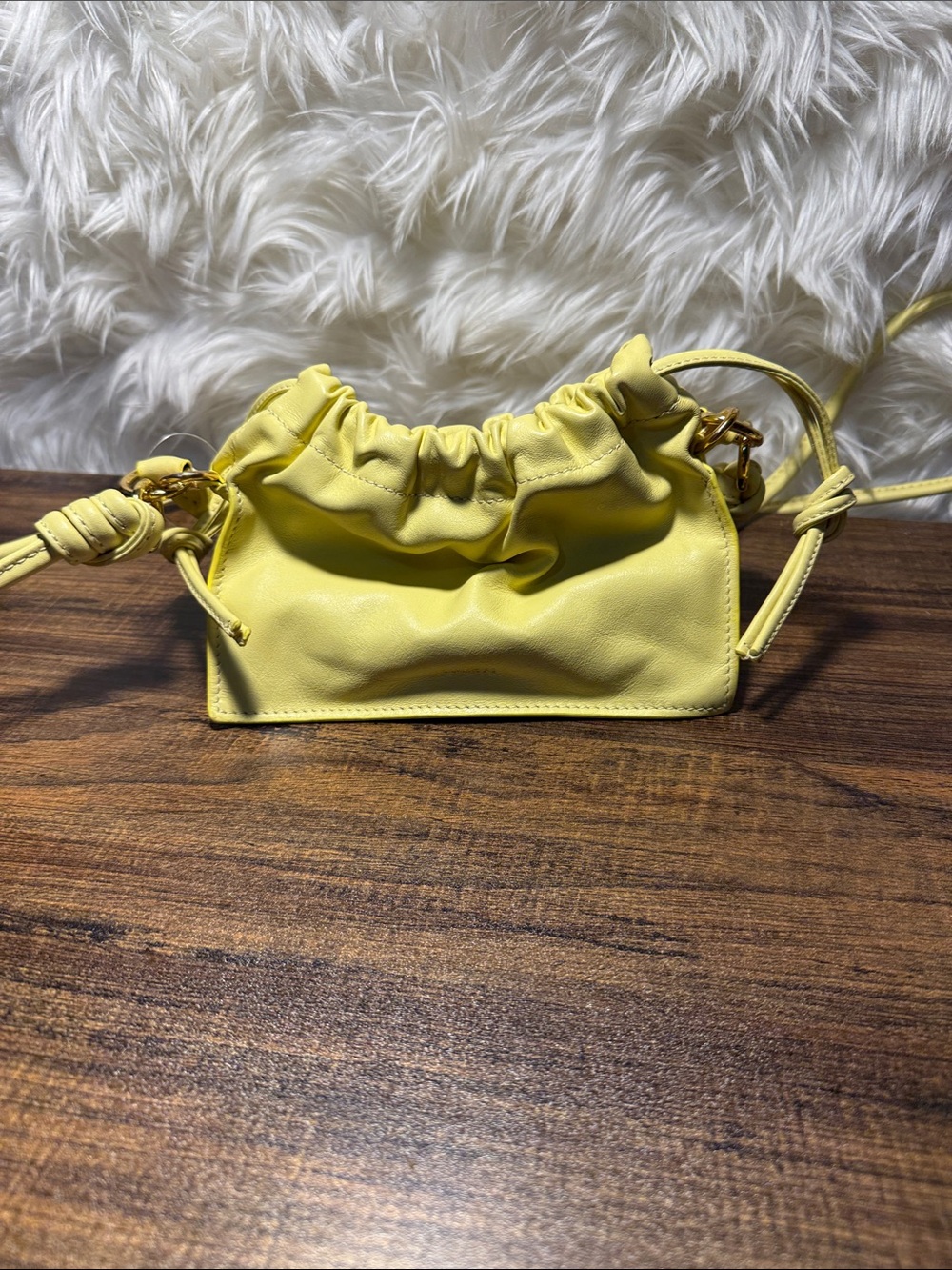 Yuzefi Lemon Yellow Mini Drawstring Crossbody Bag